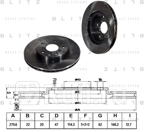 Диск тормозной передний вентилируемый suzuki sx4 06- fiat sedici 06- BLITZ BS0265  для прочие, BLITZ, BS0265