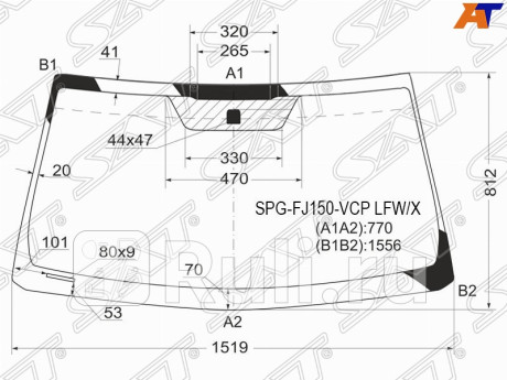 SPG-FJ150-VCP LFW/X - Лобовое стекло (SAT) Toyota Land Cruiser Prado 150 (2013-2017) рестайлинг (2013-2017) для Toyota Land Cruiser Prado 150 (2013-2017) рестайлинг, SAT, SPG-FJ150-VCP LFW/X