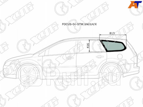 FOCUS-04-STW SW/LH/X - Боковое стекло кузова заднее левое (собачник) (XYG) Ford Focus 2 рестайлинг (2008-2011) для Ford Focus 2 (2008-2011) рестайлинг, XYG, FOCUS-04-STW SW/LH/X