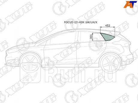 FOCUS-III-HBK SW/LH/X - Боковое стекло кузова заднее левое (собачник) (XYG) Ford Focus 3 рестайлинг (2014-2019) для Ford Focus 3 (2014-2019) рестайлинг, XYG, FOCUS-III-HBK SW/LH/X
