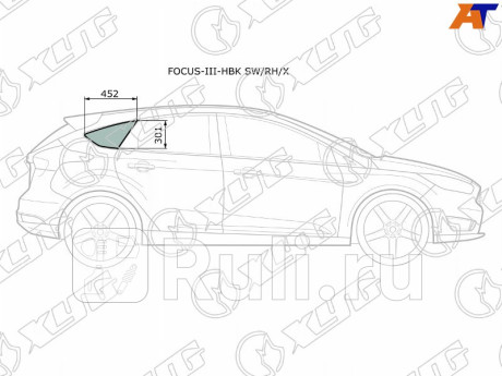 FOCUS-III-HBK SW/RH/X - Боковое стекло кузова заднее правое (собачник) (XYG) Ford Focus 3 рестайлинг (2014-2019) для Ford Focus 3 (2014-2019) рестайлинг, XYG, FOCUS-III-HBK SW/RH/X