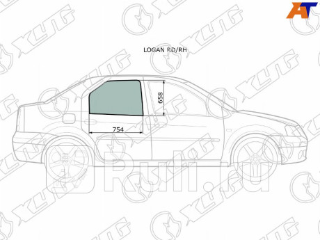 LOGAN RD/RH - Стекло двери задней правой (XYG) Renault Logan 1 Фаза 2 (2009-2015) для Renault Logan 1 (2009-2015) Фаза 2, XYG, LOGAN RD/RH